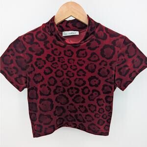 EUC Leopard Print Red Velvet Toddler's Top 4T - 5T